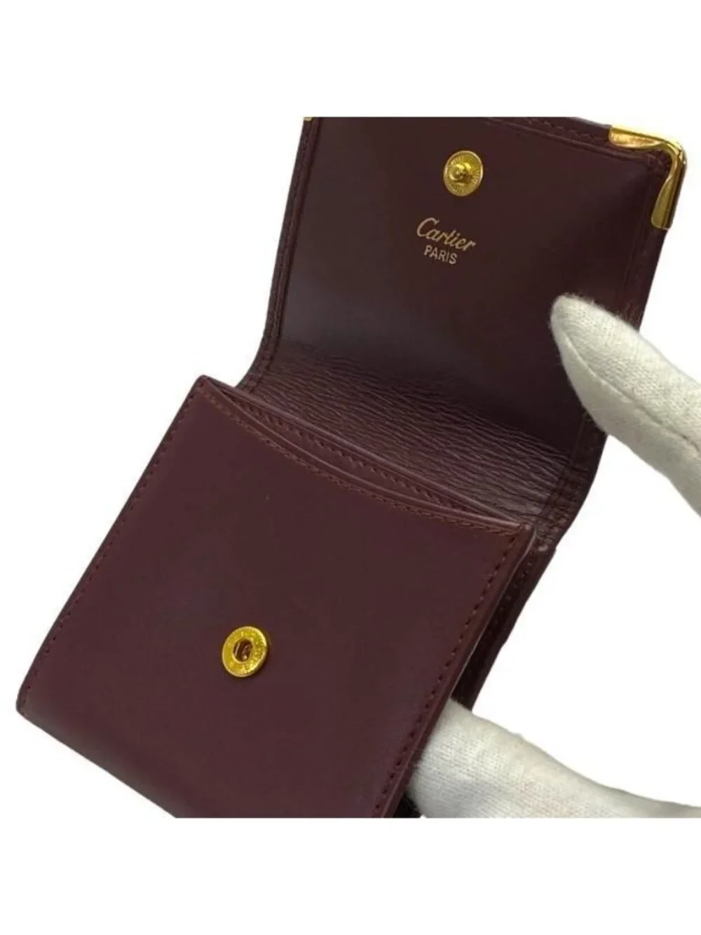 Cartier Must Line Coin Case Compact Wallet Mini Square Logo